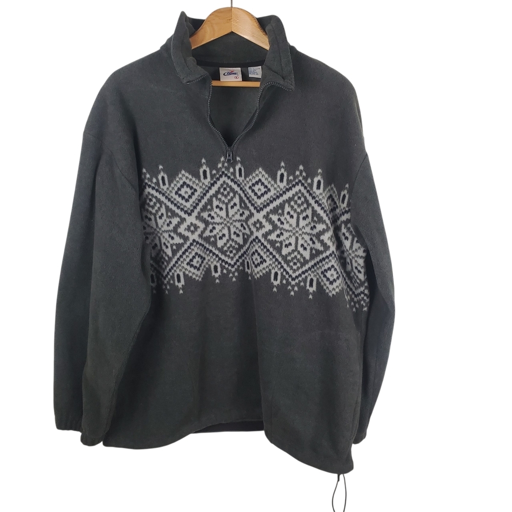 Vntg Bike Q-Zip Fleece with Nordic Pattern. LG. #0206